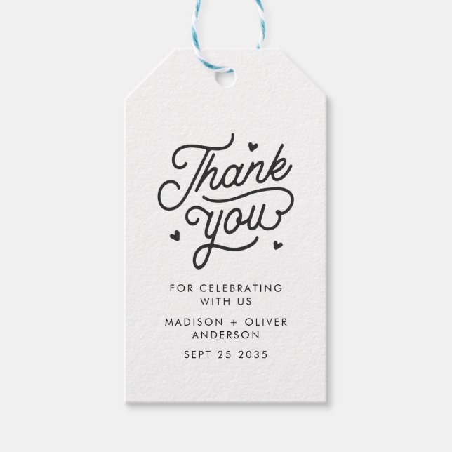 Modern Thank You Bold Typography Wedding Gift Tags (Front)