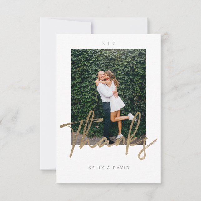 Modern Thank You Brush Script Wedding Photo (Front)