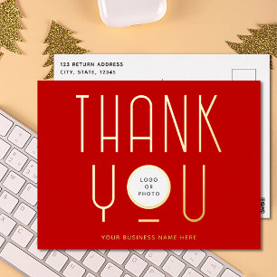  Modern Thank You Business Foil Holiday Post Card
