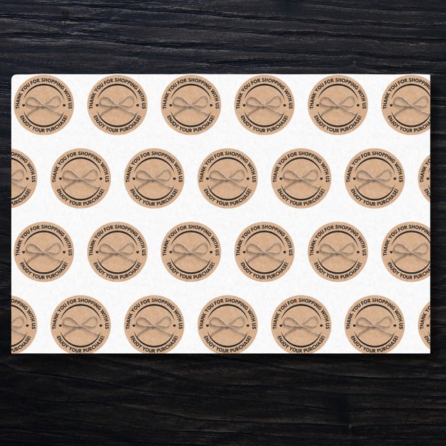  modern thank you business kraft bow brown pattern tissue paper (Creator Uploaded)