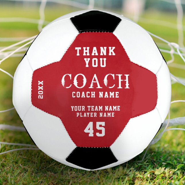 Modern Thank you Coach Name Team Number Soccer Ball (Creator Uploaded)