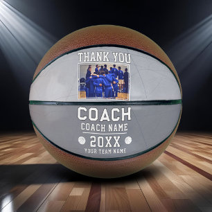 Modern Thank you Coach Sign Team Photo Basketball