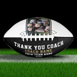 Modern Thank you Coach Team Name and Team Photo Football<br><div class="desc">Modern Thank you Coach Team Name and Team Photo Football. The text is trendy white typography on black background. Personalise with your coach name, team name and year. You can change any text on the football or erase it. A great gift for a coach! Add a team photo and get...</div>