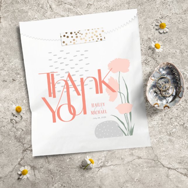 Modern Thank You Coral Favour Bags (Creator Uploaded)