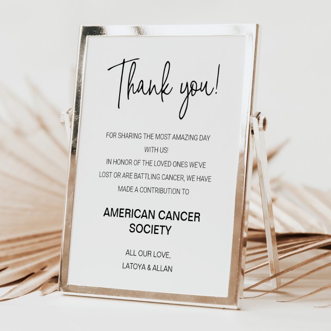 Modern Thank You Donate To Charity Wedding Poster (Creator Uploaded)
