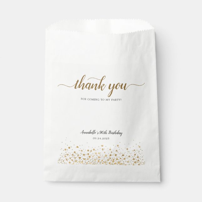 Modern Thank You For Coming Gold Confetti Birthday Favour Bags (Front)
