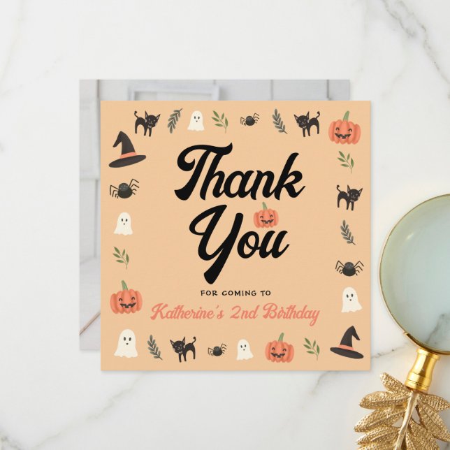Modern Thank You For Coming Halloween Birthday (Front/Back In Situ)