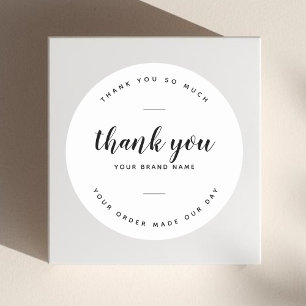 Modern thank you for your order packaging classic round sticker