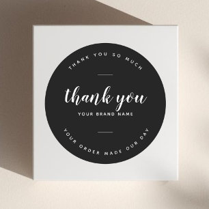 Modern thank you for your order packaging classic round sticker