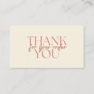 Modern Thank You For Your Order Small Business Card