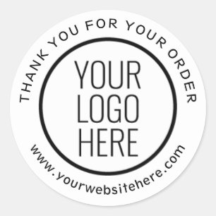 Modern Thank You For Your Order with Logo Classic Round Sticker