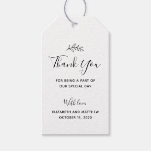 Modern thank you gift tag. Simple botanic wedding Tags