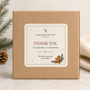 Modern Thank You Gingerbread Christmas Bakery Square Sticker
