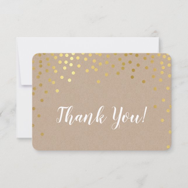 MODERN THANK YOU gold confetti spot rustic kraft (Front)