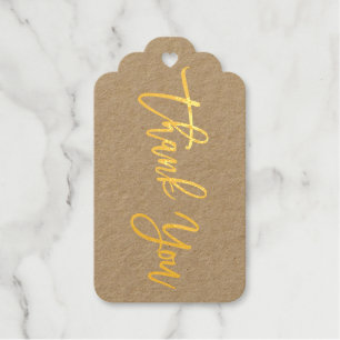 Modern Thank You Gold Foil Kraft Paper Favour Gift Tags