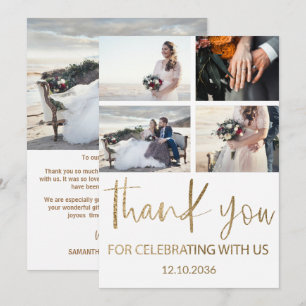 Modern Thank You Gold & White Wedding Card