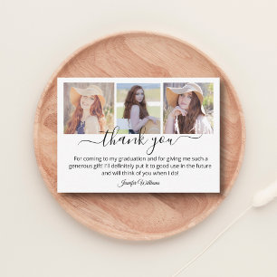 modern thank you graduation 3 photos budget card