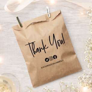 Modern thank you handlettered script Social Handle Favour Bags