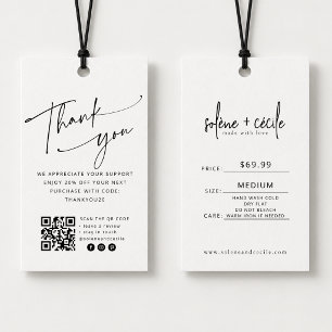 Modern Thank You Hang Price Tag with QR Code