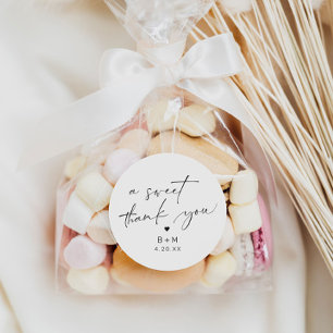 Modern Thank You Heart Wedding Classic Round Sticker