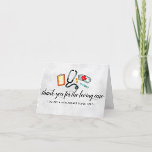 Modern Thank You Loving Care Nurse Medical Doctor Card
