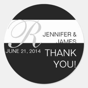 Modern Thank You Monogram Wedding Stickers