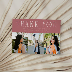 Modern Thank You Multi Photo Pink Graduation Announcement