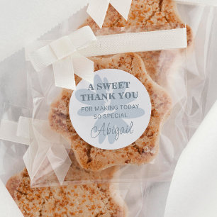 Modern Thank You Pastel Blue Daisy Flower Classic Round Sticker