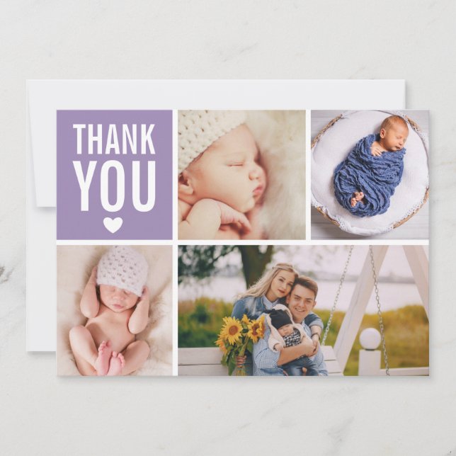 Modern Thank You Photo College Stats Flat Birth Announcement (Front)