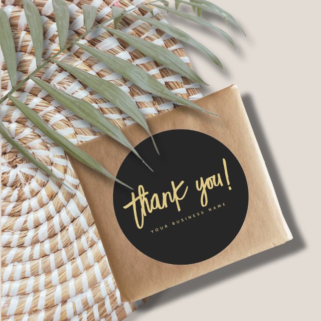 Modern thank you professional business  classic round sticker (Creator Uploaded)