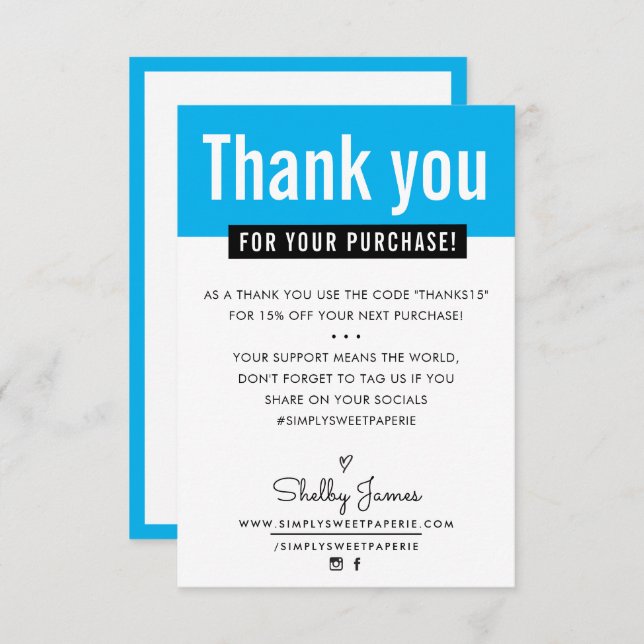 MODERN THANK YOU purchase insert aqua blue (Front/Back)
