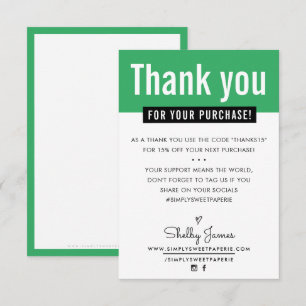 MODERN THANK YOU purchase insert kelly green Card