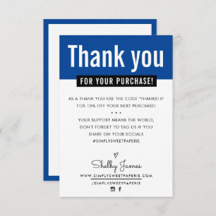 MODERN THANK YOU purchase insert royal blue