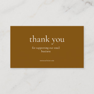 Modern Thank You QR Discount Card Caramel Brown