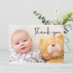 Modern Thank you Script baby girl photo Announcement