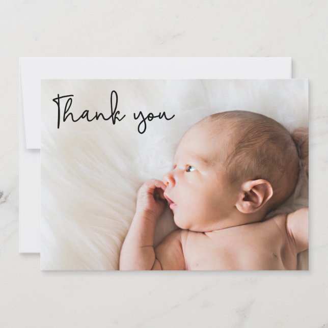 Modern Thank you Script Baby Photo Announcement (Front)
