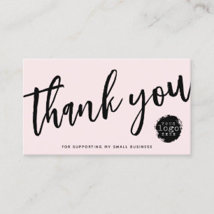 Modern Thank You Script Branding Discount   Pink Business Card