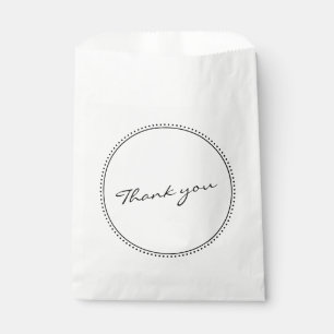 Modern Thank You Script Lettering Dotted Border Favour Bags