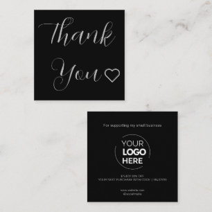 Modern Thank You Script Minimal Black Discount Card