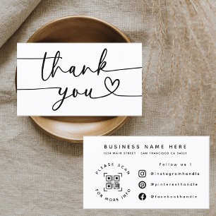 Modern Thank You Script Qr Code Business Socials Card