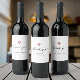 Modern Thank you Script Rose Gold Small Business Wine Label