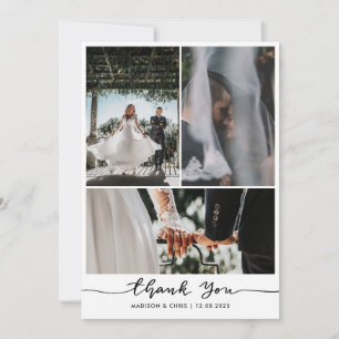 Modern Thank You Script Wedding Photo  Card
