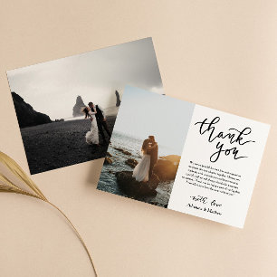 Modern Thank You Script Wedding Photo  Card