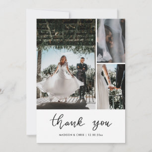 Modern Thank You Script Wedding Photo  Card