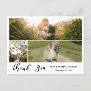 Modern Thank You Script Wedding Photos Postcard