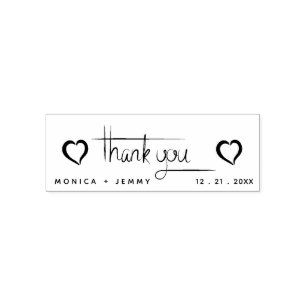 Modern Thank You Script with Heart Wedding Self-inking Stamp