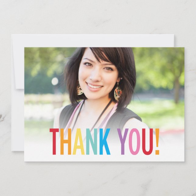 MODERN THANK YOU simple block captials colourful Card (Front)