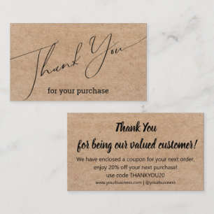 modern thank you small business kraft simple enclosure card