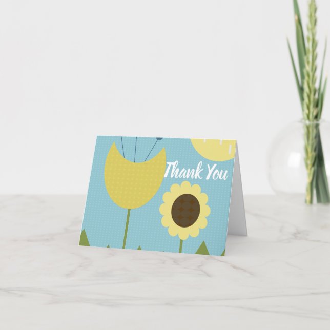 Modern Thank You Sunshine Sunflowers Party Cards (Front)