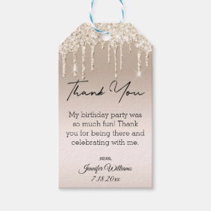 modern thank you sweet 16 gold dripping glitters gift tags
